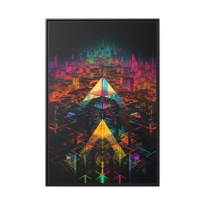 "Neon Pyramid City" Matte Canvas