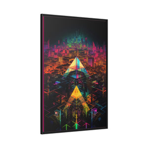 "Neon Pyramid City" Matte Canvas
