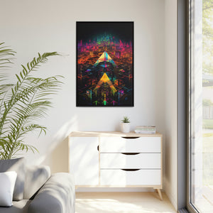 "Neon Pyramid City" Matte Canvas